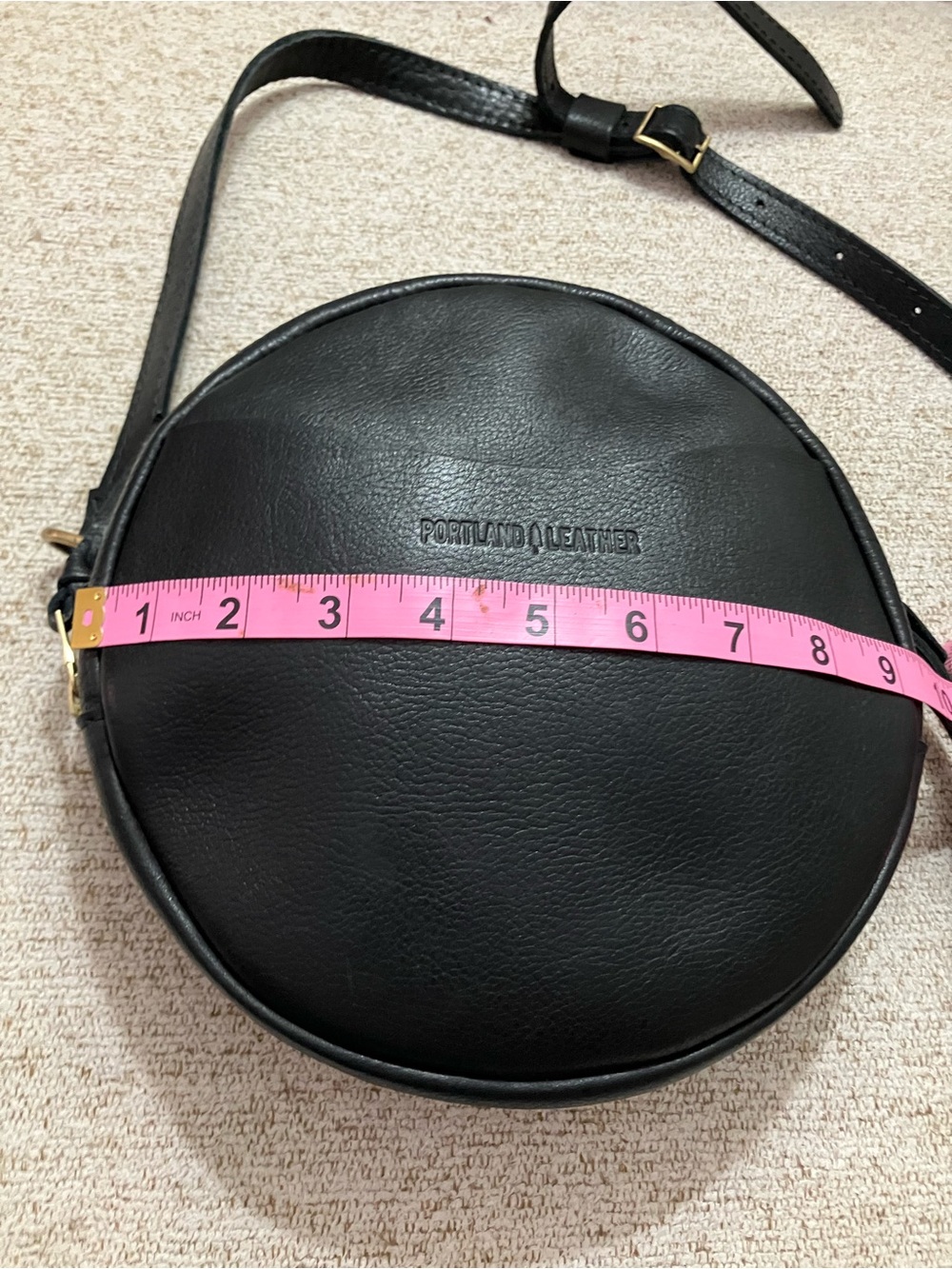 Portland Leather Pebbled Black Round Leather Crossbody - Picture 2 of 9